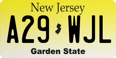 NJ license plate A29WJL