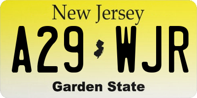 NJ license plate A29WJR