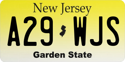 NJ license plate A29WJS