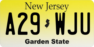 NJ license plate A29WJU
