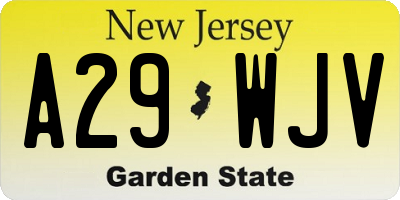 NJ license plate A29WJV