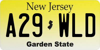 NJ license plate A29WLD