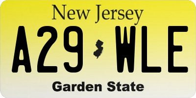 NJ license plate A29WLE