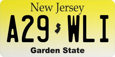 NJ license plate A29WLI