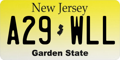 NJ license plate A29WLL