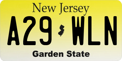 NJ license plate A29WLN