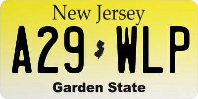NJ license plate A29WLP