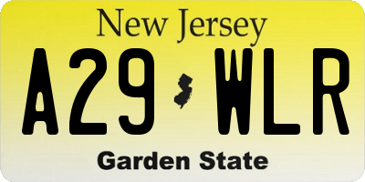 NJ license plate A29WLR