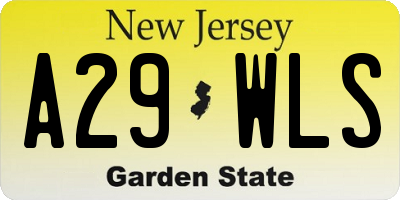 NJ license plate A29WLS