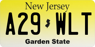 NJ license plate A29WLT
