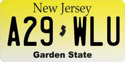 NJ license plate A29WLU