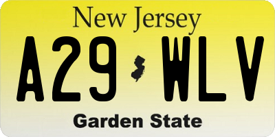 NJ license plate A29WLV