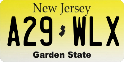 NJ license plate A29WLX
