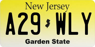 NJ license plate A29WLY