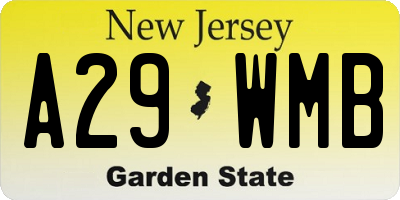 NJ license plate A29WMB