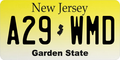 NJ license plate A29WMD