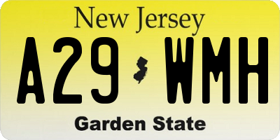 NJ license plate A29WMH