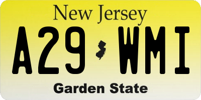 NJ license plate A29WMI