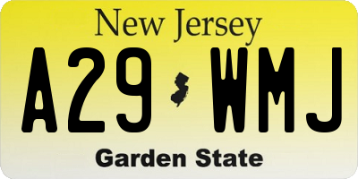 NJ license plate A29WMJ