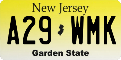 NJ license plate A29WMK