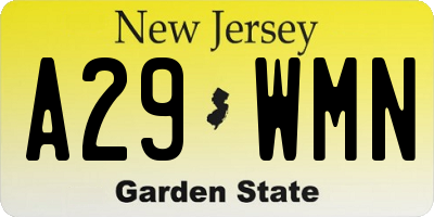 NJ license plate A29WMN