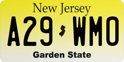 NJ license plate A29WMO