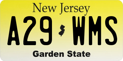 NJ license plate A29WMS