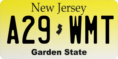 NJ license plate A29WMT