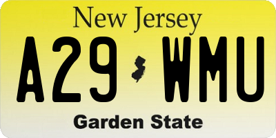 NJ license plate A29WMU