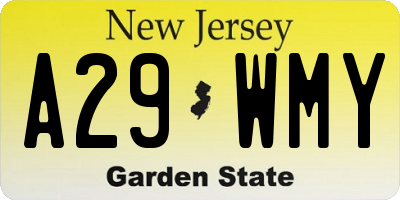 NJ license plate A29WMY