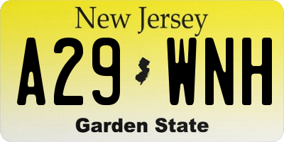 NJ license plate A29WNH