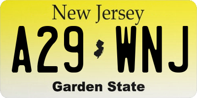 NJ license plate A29WNJ