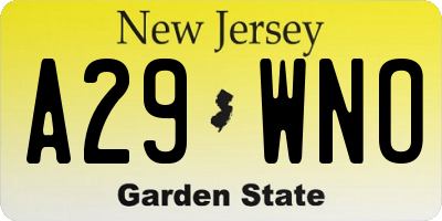 NJ license plate A29WNO