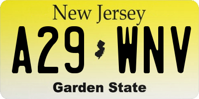 NJ license plate A29WNV