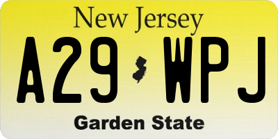 NJ license plate A29WPJ