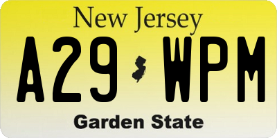 NJ license plate A29WPM