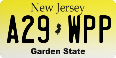 NJ license plate A29WPP