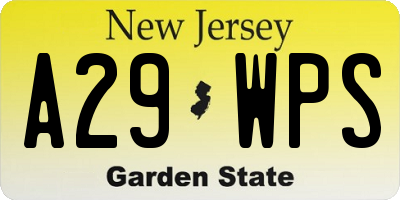 NJ license plate A29WPS