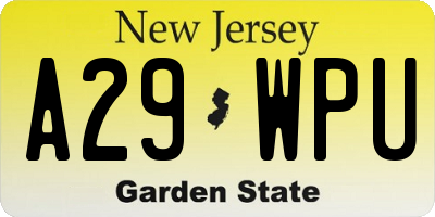 NJ license plate A29WPU