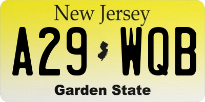 NJ license plate A29WQB