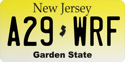 NJ license plate A29WRF