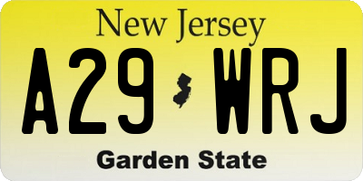 NJ license plate A29WRJ