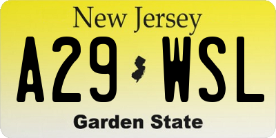 NJ license plate A29WSL