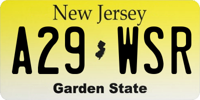 NJ license plate A29WSR