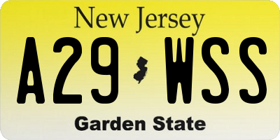 NJ license plate A29WSS