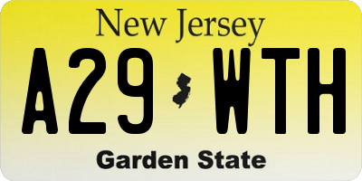 NJ license plate A29WTH