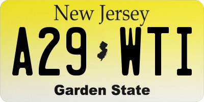 NJ license plate A29WTI