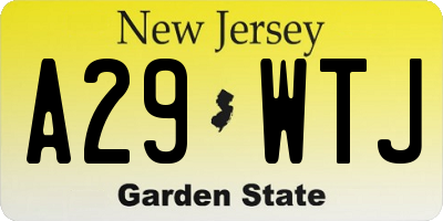 NJ license plate A29WTJ