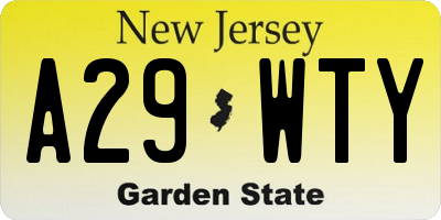 NJ license plate A29WTY
