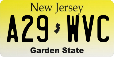 NJ license plate A29WVC